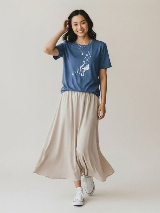 Boutique Tops - Butterfly Treble Clef Tee Size L Blue Music Graphic Shirt Soft Stretch Top